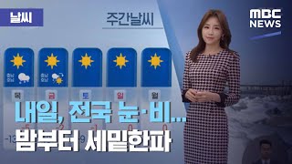 [날씨] 내일, 전국 눈·비...밤부터 세밑한파 (2020.12.28/뉴스데스크/MBC)