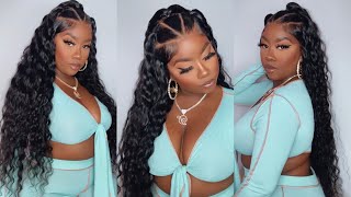 30” Loose Deep Wave 13x6 Wig Install | Triangle Part Half Up Half Down | ASHIMARY HAIR