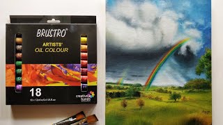 Brustro Artists Oil Colours Review (set of 18) | Storm clouds painting Time-lapse