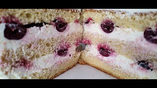 Tort cu visine si crema de mascarpone (cake with cherries and mascarpone cream)