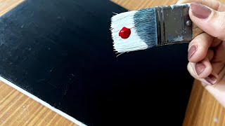 Snowy day painting on black canvas | Acrylic painting techniques for beginners