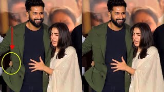 Vicky Kaushal's tightly hugs to Sara Ali Khan in Live Show