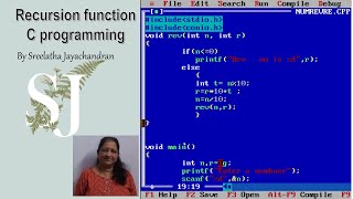 C Programming practical session|Recursive Function |Number Reverse | Malayalam|