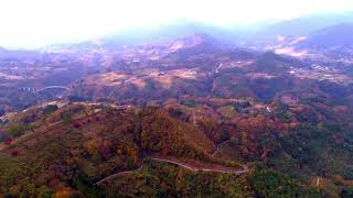 高千穂 国見ヶ丘から中畑神社方面、国見大橋、紅葉をドローン撮影 Drone video in Takachiho Kunimigaoka