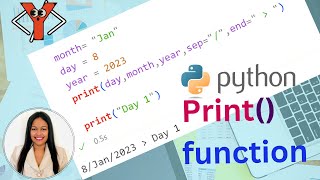 how the python print() function works with end and sep parameters and also file parameters