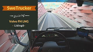 POV Driving Volvo FH LNG - Stockholm, Lidingö, 4K