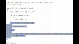C++ binary search
