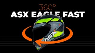 Capacete Asx Eagle Fast - Preto / Amarelo / Cinza - Visual Completo em 360°