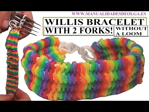 HOW TO WILLIS BRACELET WITH 2 FORKS. WITHOUT RAINBOW LOOM BANDS HOW TO WILLIS BRACELET WITH 2 FORKS. WITHOUT RAINBOW LOOM BANDS