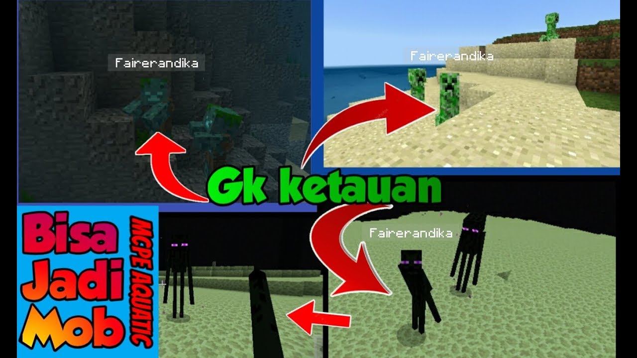 Cara Berubah Menjadi Mob/Hewan Di MCPE Aquatic Update | Minecraft ...