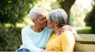 Mature Lesbian Couple Shares a Passionate Kiss in Public Park | Love Knows No Boundaries