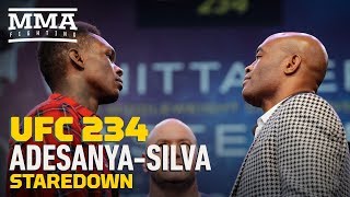 UFC 234: Israel Adesanya vs. Anderson Silva Press Conference Staredown - MMA Fig
