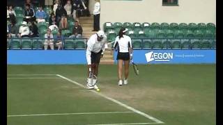 Ai Sugiyama and Akgul Amanmuradova in doubles in Eastbourne 2009 match 2 warm up