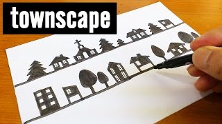 How to draw cute & kawaii doodle ! Townscape doodle