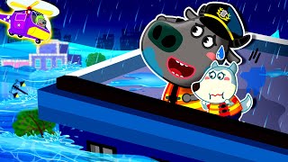 Police Station In Heavy Rainstorm⛈😨  Compilation Safety Rules for Kids 🤩 Wolfoo Kids Cartoon