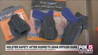 Holster safety questioned after two suspects grab Las Vegas police officers' guns