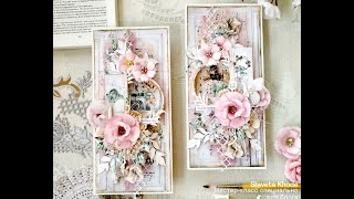 #dies_Fantasy Shabby Chic Mixed Media Cards Process Video Открытки в стиле шебби Мастер-класс