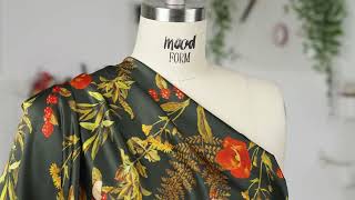 Mood Exclusive Italian Kombu Green, Red and Golden Yellow Botanical Silk Charmeuse