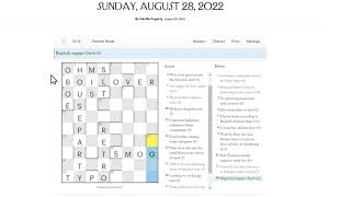 Solving the New Yorker Cryptic Crossword (August 28th, 2022)