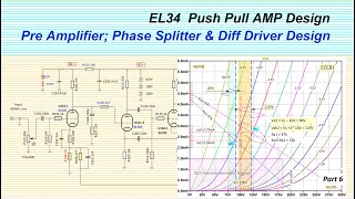 EL34 Push Pull Amplifier; DC Coupled (PreAmp \u0026 Phase Splitter); Differential Driver Biasing