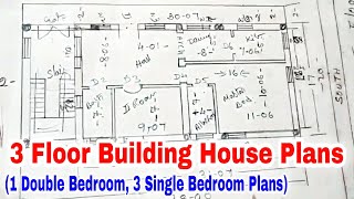 3 Floor House plan's | 3అంతస్తుల హౌస్ ప్లాన్ \u0026 మార్కింగ్ | 3 Floor Building House Plans | VASTU plan