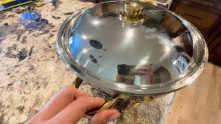 Chafing Dishes for Buffet 2 Pack, 6QT Round Chafing Dishes for Buffet [Elegant Gold and Silver Color