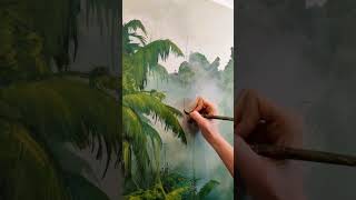 💫 Natur Painting Using A ROUND Brush Technique 🤍⚪️ #shorts