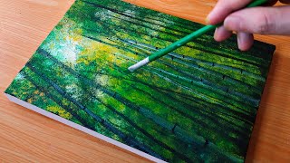 Easy Acrylic Painting / Bamboo Forest / Painting for Beginners
