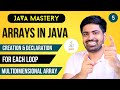 Arrays in Java | Creation & Declaration of Arrays | Multidimensional Arrays | For each Loop in Hindi