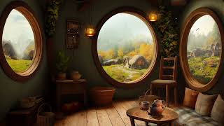 Relaxing Cozy Autumn Morning Ambience  - Hobbit House - Brown noise - Birds singing