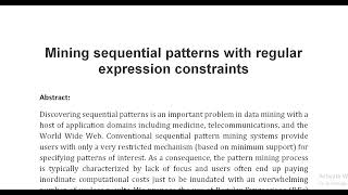 Mining sequential patterns with regular expression constraints