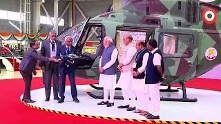 PM Modi takes stock of newly manufactured helicopter at HAL facility in Tumakuru