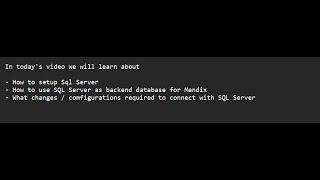 16.How to use SQL Server as backend database to Mendix