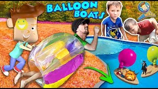 BUBBLE ROLL + INFLATABLE BALLOON BOATS! Sumo Wrestling Bumper Fail