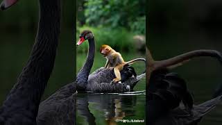 MONKEY FALLS INTO FISH POND