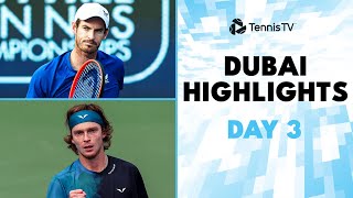 Medvedev vs Sonego; Murray vs Humbert; Rublev & Khachanov Feature | Dubai Day 3 Highlights