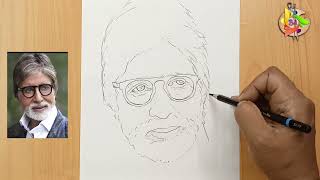 How to draw Amitabh Bachchan outline || easy pencil sketch