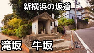 【新横浜の坂道】滝坂と牛坂を歩く。再開発中の新横浜駅篠原口から岸根公園駅まで。横浜市港北区篠原町。