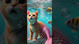 🤯the fish got stuck in the net 😥 please help the cat fish 🎏 #cat #kitten #cuteanimal #funny #cartoon