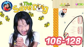 Save the Dog walkthrough Level 106 to 128.  Funny game with a lot of brain power!