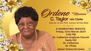 A Service of Thanksgiving for the life of Ordene Taylor