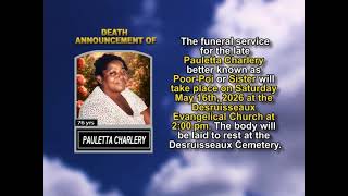 Pauletta Charlery ~ Short Obituary