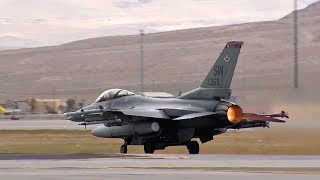 Fighter Jets Take-Off From Nellis Air Force Base: F-16C Fighting Falcons In Action
