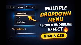 Multiple Dropdown Menu with Hover Underline Effect (HTML & CSS) 🔥
