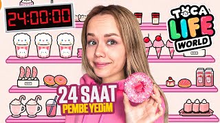 24 SAAT BOYUNCA PEMBE YEMEK YEDİM!? | Toca Life World  @GamzeKarta ​