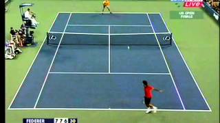 Roger Federer The Greatest Shot Ever ! US Open Semi Final 2009