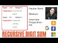 Recursive Digit Sum #HackerRank Interview Preparation Kit #Recursion