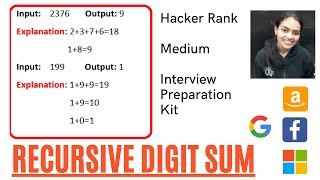 Recursive Digit Sum #HackerRank Interview Preparation Kit #Recursion
