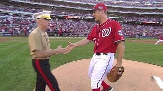 SF@WSH Gm2: Zimmermann meets service member on mound