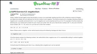 Java Practice It || 6.3 negativeSum || file processing, scanner, Boolean method